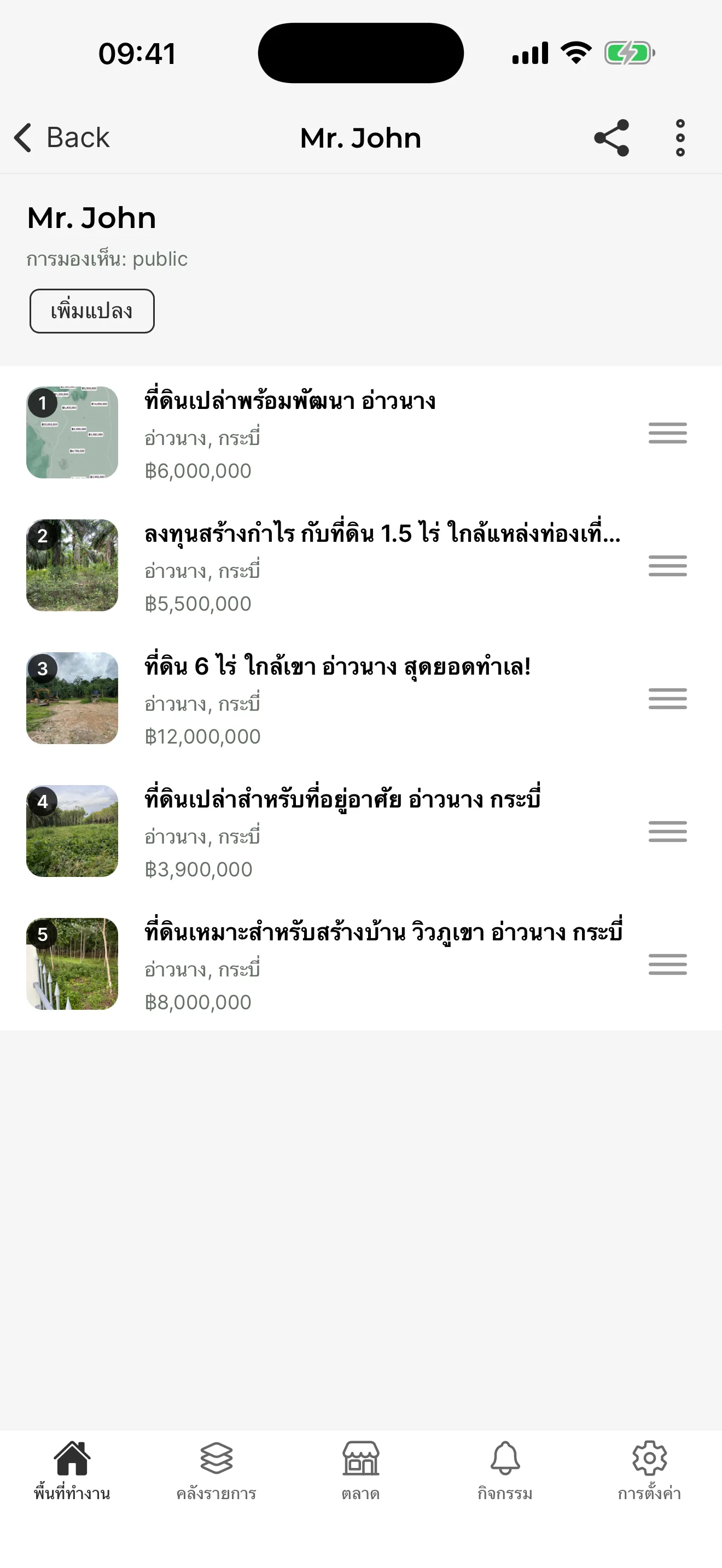 ภาพรวมรายการที่แชร์