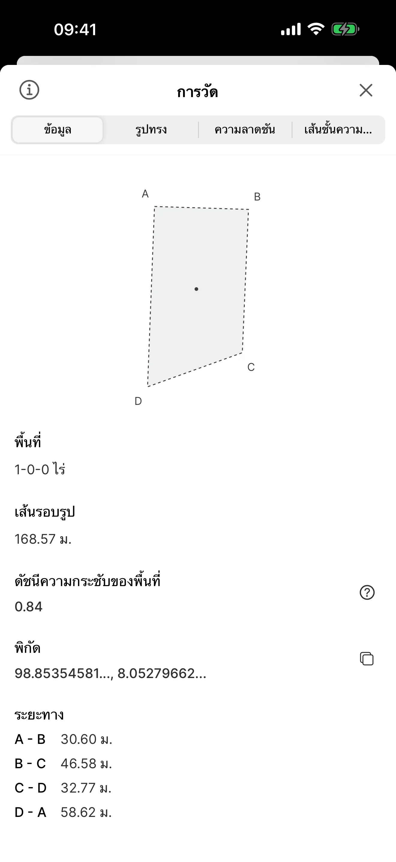 รายละเอียดการวัดในแอป DOODIN